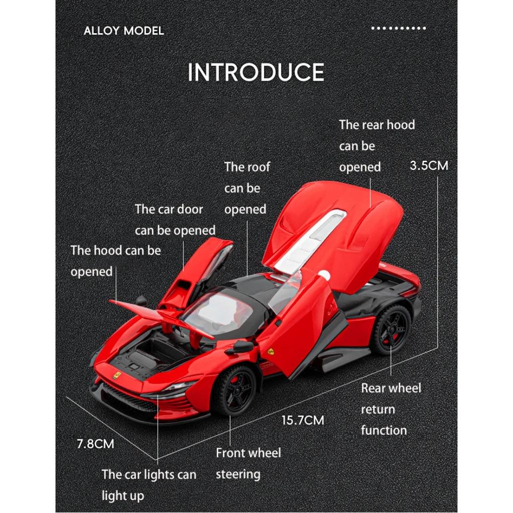 1/32 Ferrari Daytona SP3 Supercar Alloy Model Car Toy Diecasts Metal Casting Sound and Light Car Toys for Children Vehicle