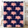 Pink Lotus Printed Shower Curtain Waterproof Fabric for Bathrooms Decor, Home Garden Supplies Bathroom Accessories Navy Blue Col