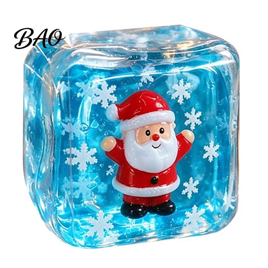 Stress Relief Cube Toy for Halloween Christmas, Anxiety Reduction Ice Squeeze Toy, Slow Rising Clear Sensory Holiday Gift Elastic TPR