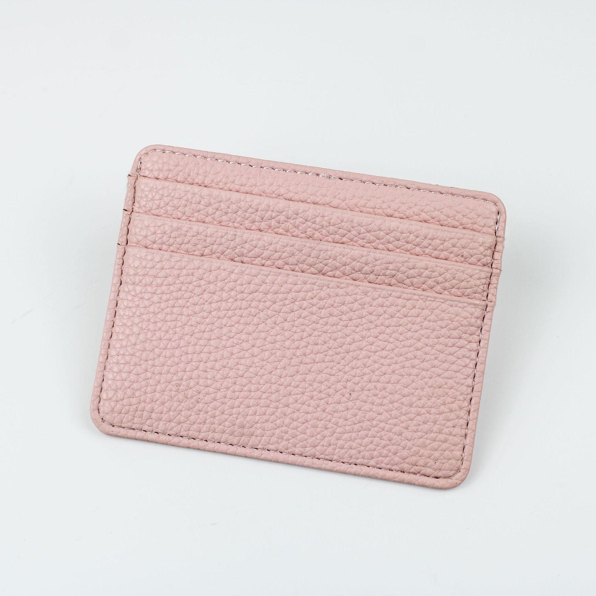 

Lychee Pattern Ultra-Thin Mini Card Holder - Stylish Multi-Card Slot Design розовый