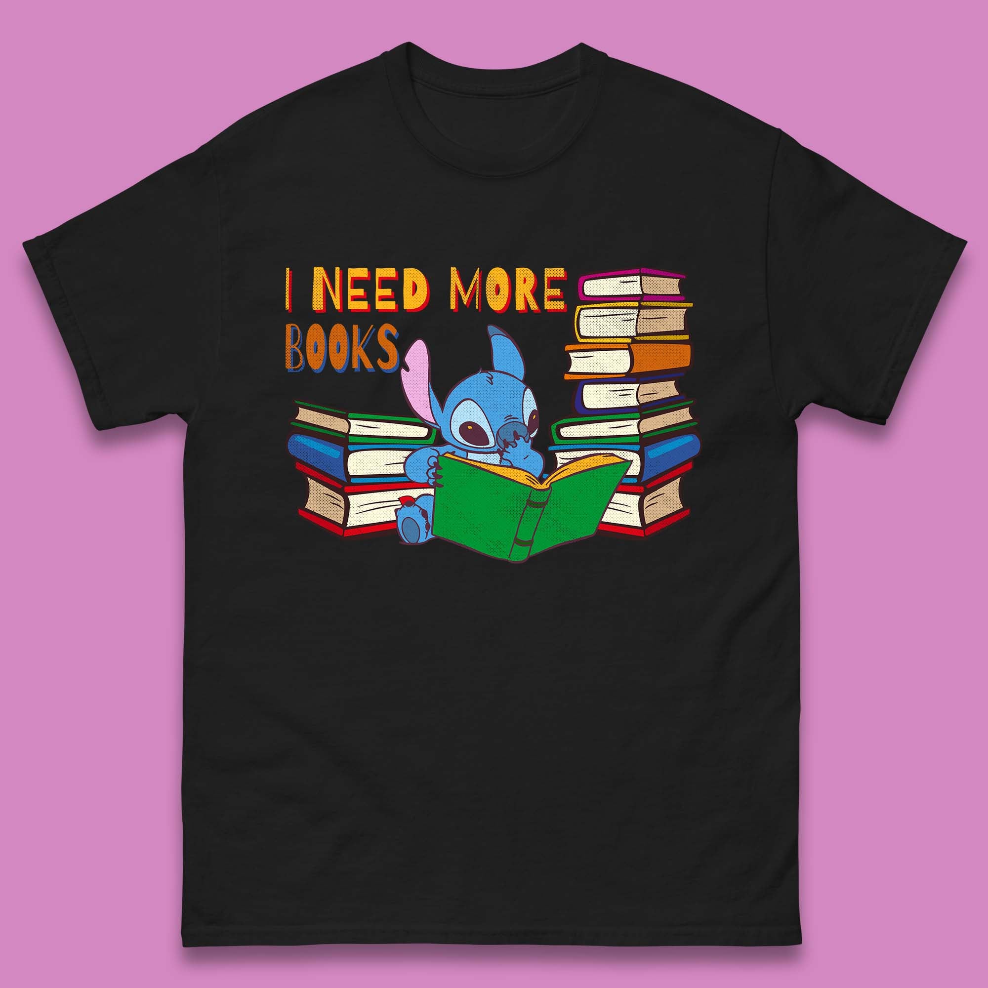 Stitch Reading A Book Mens T-Shirt Womens Tops Tees 2XL
