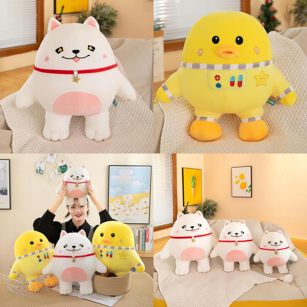 Adorable Plush Space Dog And Space Duck Stuffed Toy For Kids Soft Cuddle Companion