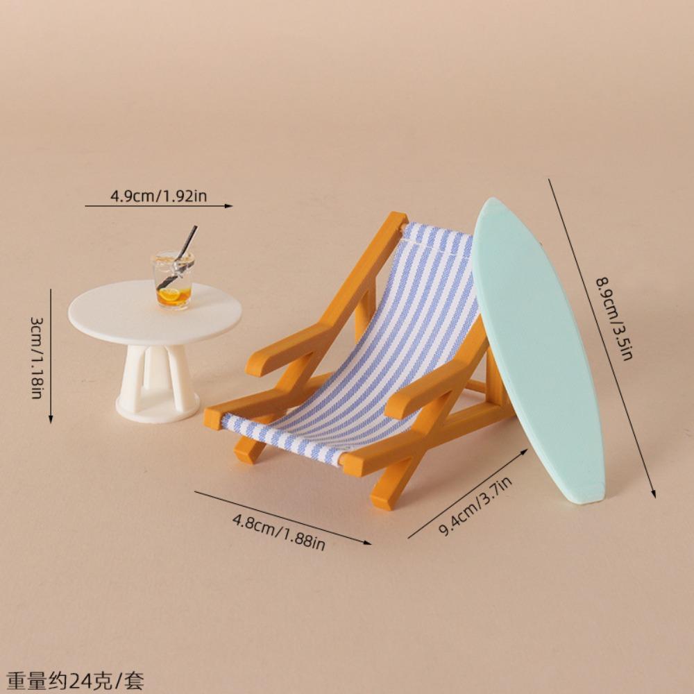 Plastic Dollhouse Miniature Beach Chair Mini Doll Furniture Chair For OB11 Doll