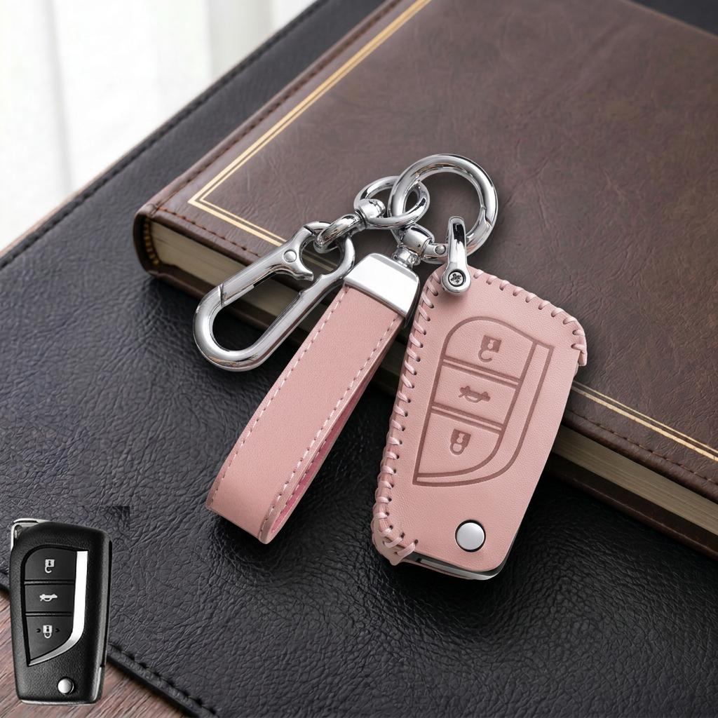 Leather Key Case For Toyota Camry Corolla RAV4 Highlander Prado Avalon Venza Yaris Fortuner Alphard Vellfire Key Fob Cover Shell