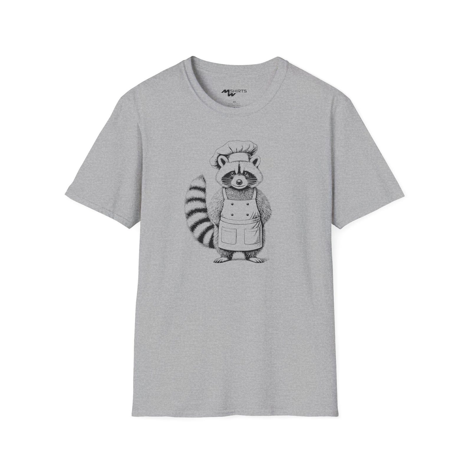 Engraved Raccoon Chef T-Shirt/ Unisex Softstyle T-Shirt XL