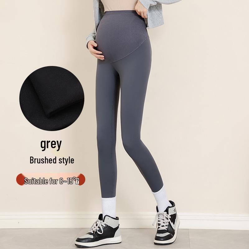 Maternityleggings i stora storlekar: Smalnande Höst/Vinter Byxor med Hajmage-stöd och Sammet