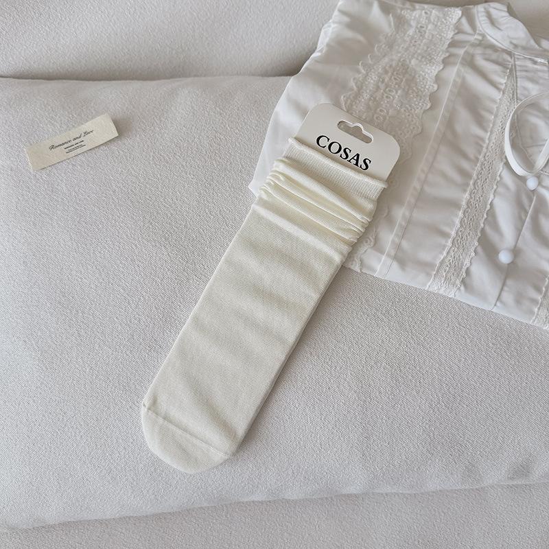 Rolled-edge Children's Thin Model Moisture-wicking Breathable Mid-calf Socks, Pure Color, Simple Design, Versatile and Easy To Match. Pile Socks.
