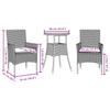 Vidaxl 3-Cz. Garden Furniture Set With Cushions, Black, Poly Rattan
