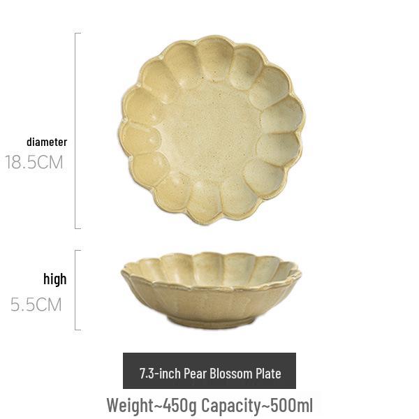 Japanese Handmade Wabi-Sabi Style Retro Pottery Salad and Dessert Plate