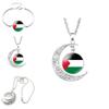 Handcrafted Palestinian Flag Design Moon Pendant Necklace Factory Direct Sale