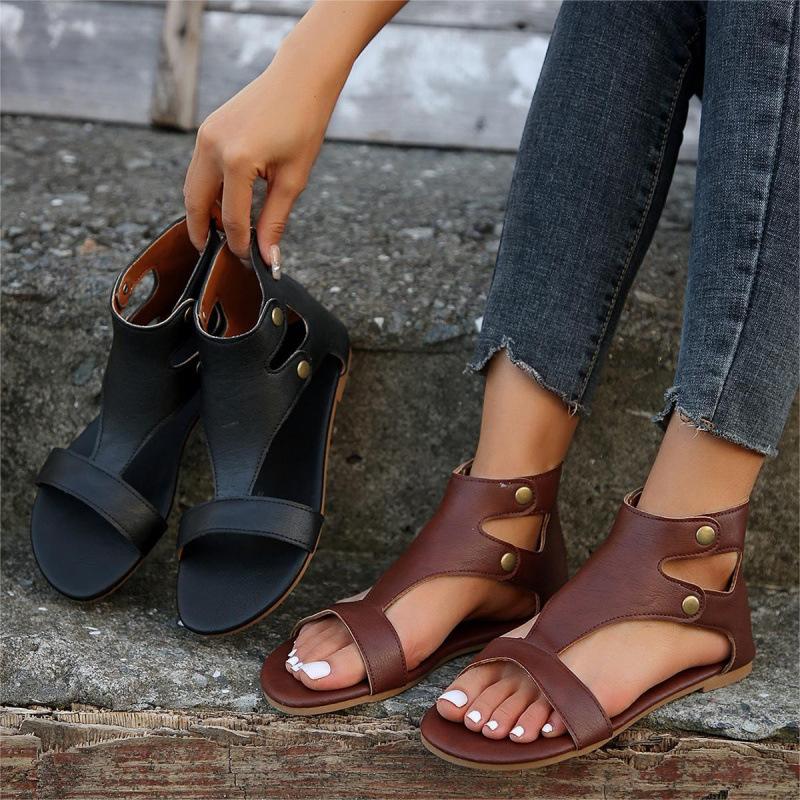 New European and American flat plus size Roman sandals for spring