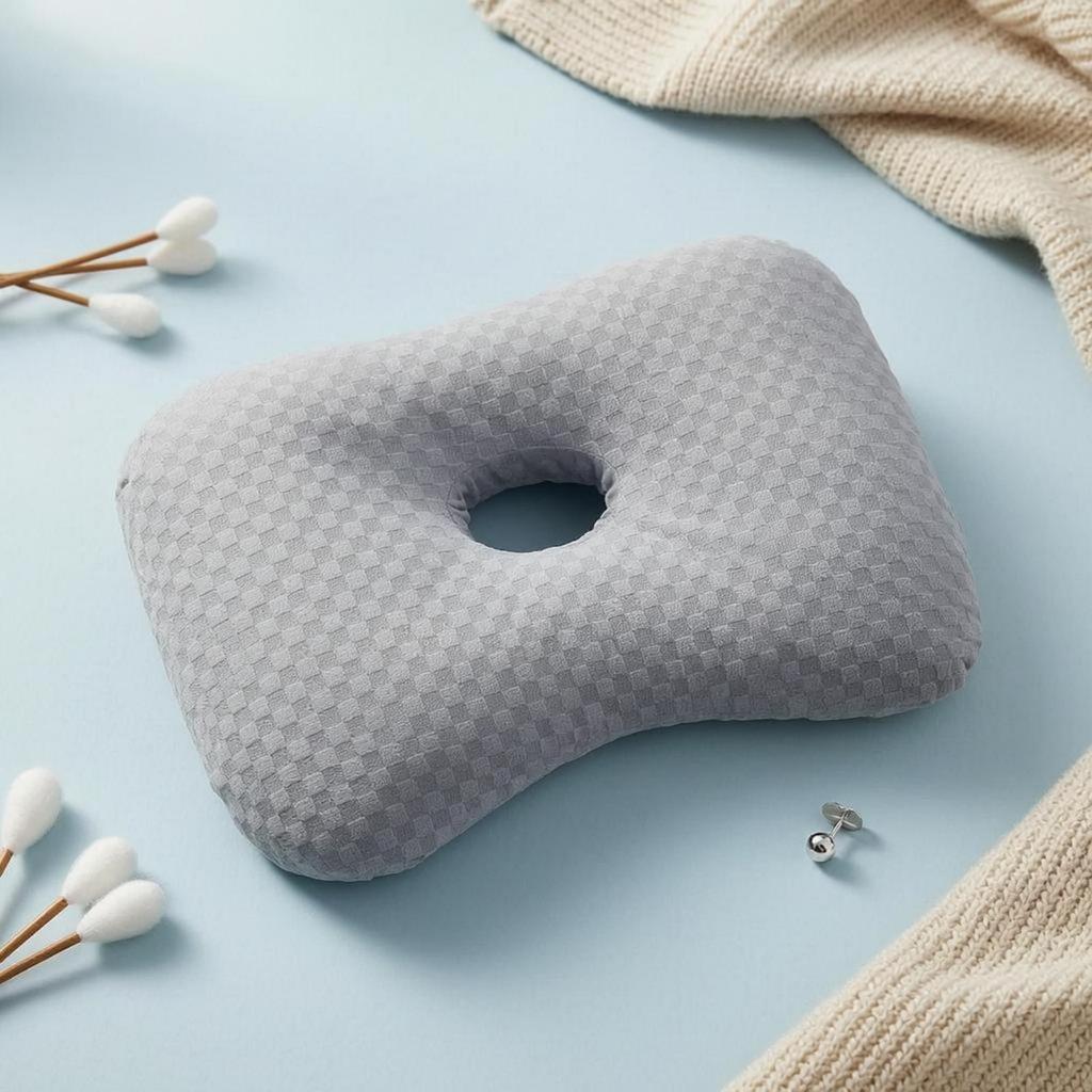 Ear Hole Pillow Quilted Shaped Neck Contoured