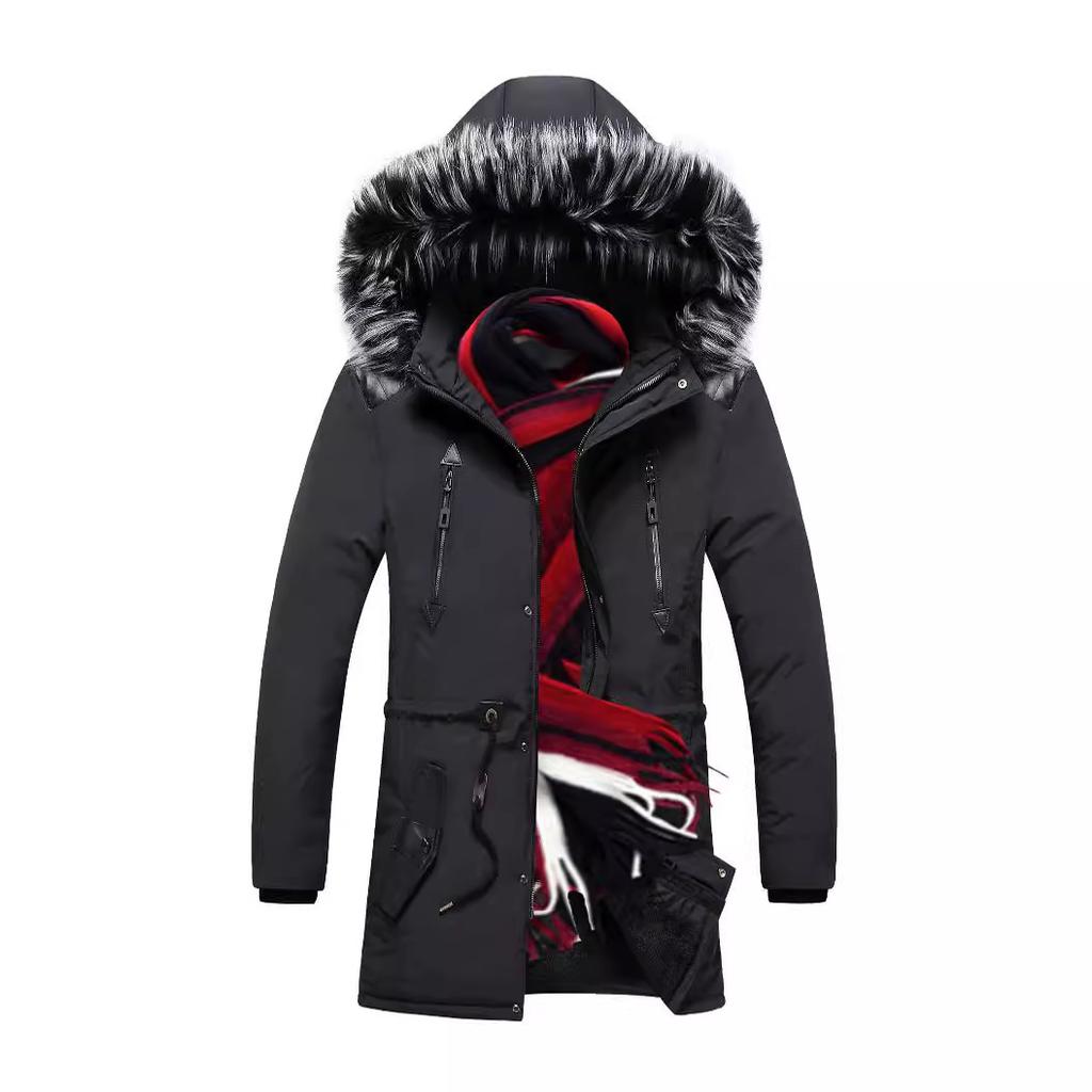 Pánské parky s kapucí Zimní bunda Bavlnou vycpaný Teplý kabát Vojenský Pánský S kapucí Fleecový Silný Dlouhý Vnější oděv Větruodolná Teplá bunda