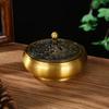 Retro Flat-Bottom Incense Burner for Coil, Sandalwood & Agarwood with Classical Golden Lotus Design, Home Décor & Ceremony Ornament