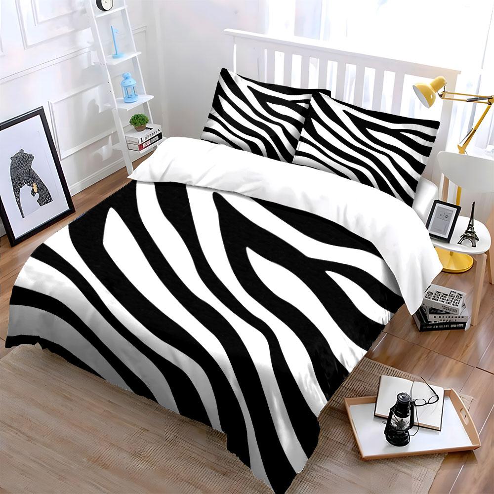 Zebra Print Bedding 3-Piece Set Bedding Duvet Cover Set Duvet Cover Pillowcases (1 * Duvet Cover 2 * Pillowcases, without duvet insert)