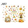 Thanksgiving Party Decor 4 Sheets Autumn Harvest Static Window Stickers, Maple Leaves Pumpkins Scarecrow Pickup Truck Decorative PVC Film Decals,