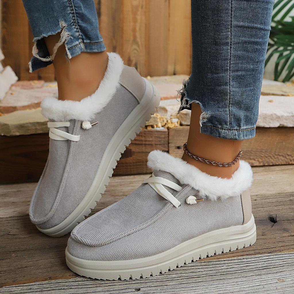 New Thick-soled Warm-weather Cotton Shoes for Women, Casual Style, Low Heel