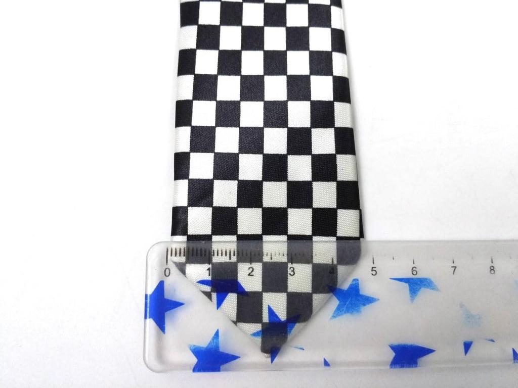 [F NODE] Checkerboard Necktie, Black and White, Party Necktie, 5cm Wide