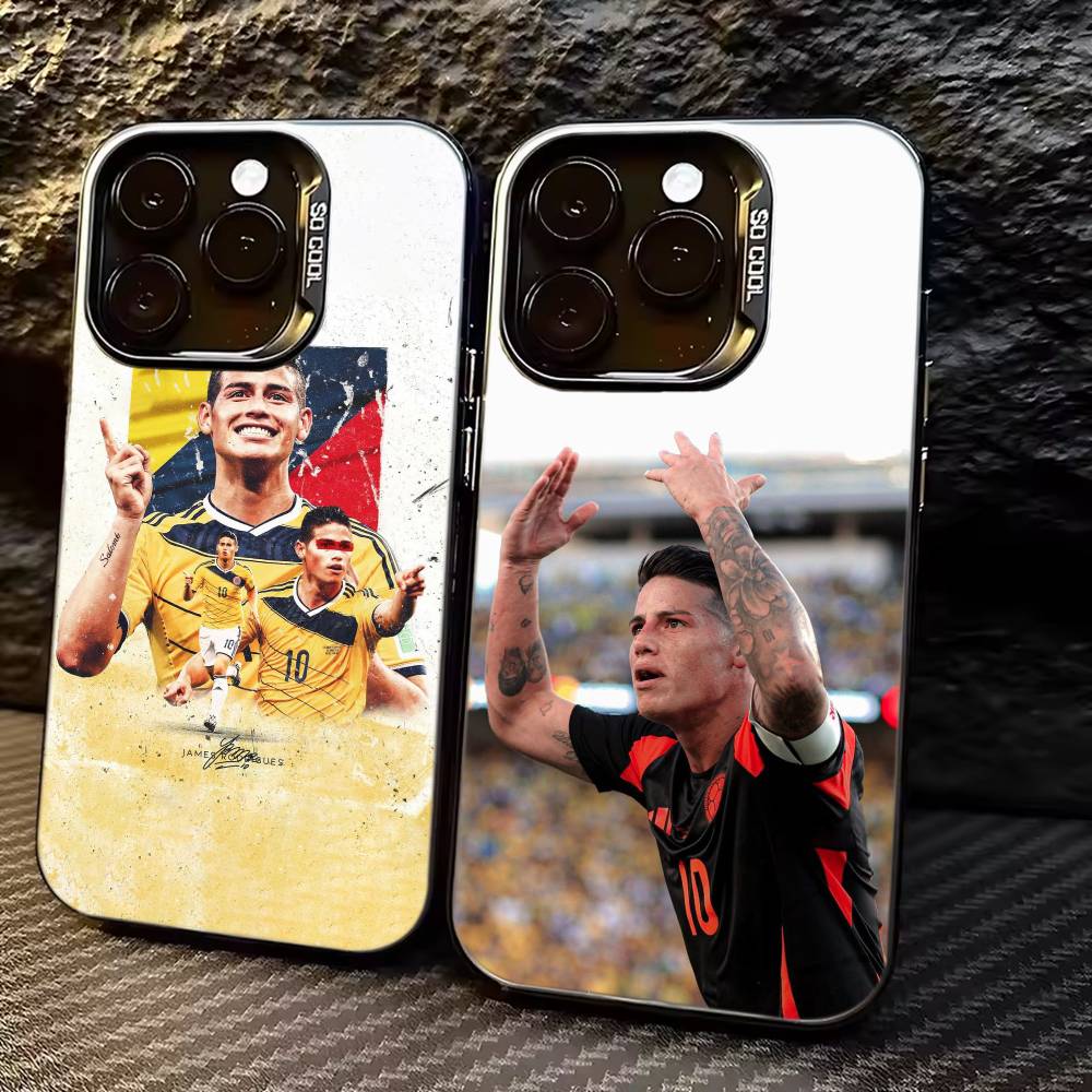 Football J-James Rodriguez Phone Case For iPhone 17,16,15,14,13,12,11 Plus,Pro Max,XS,Colorful Silver Black Cover