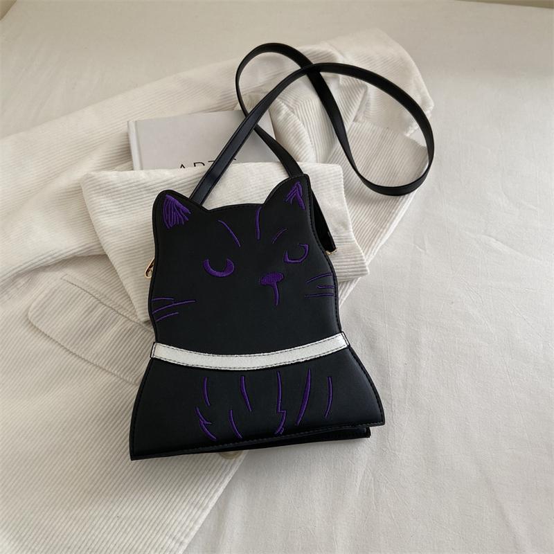Cute Cat Shape Crossbody Bag Lady Animal Creative Cartoon Bag Leisure Small Phone Purse 3D Doll Bag Female Pu Leather Handbag