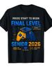 2026 Graduate Gamer T-Shirt- Video Game Font and Graduation-themed Print