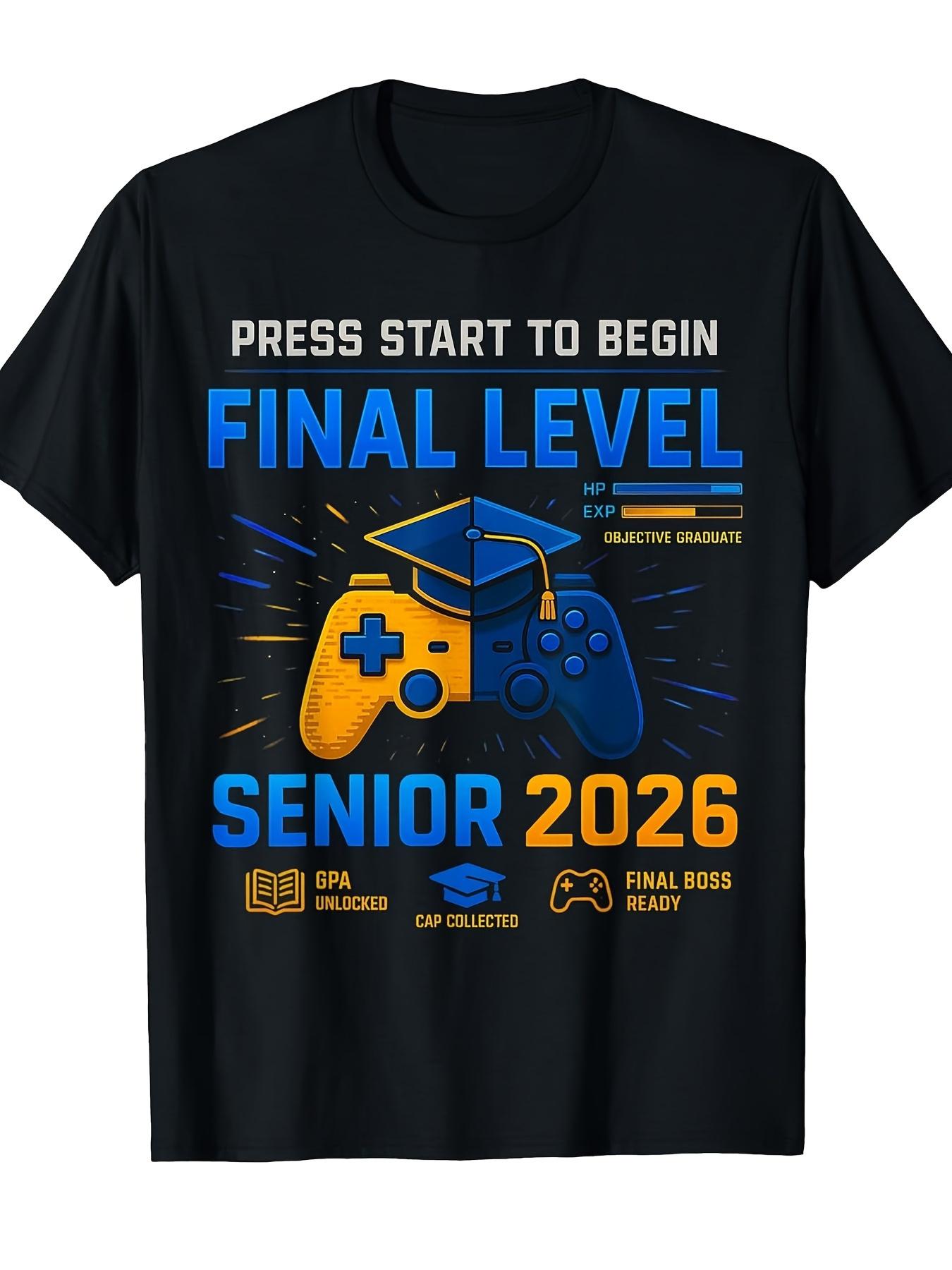 2026 Graduate Gamer T-Shirt- Video Game Font and Graduation-themed Print XXXXL