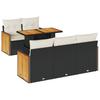 Vidaxl 6-Cz. Furniture Set With Cushions, Black, Poly Rattan And Acacia