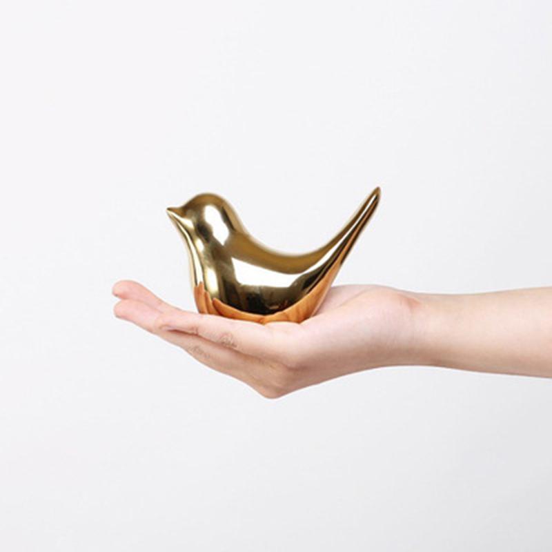 Gold Ceramic Bird Figurines Modern Living Room Hom Desktop Statue Office Study Room Desktop Decor Home Accessories