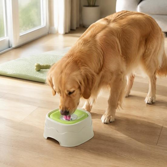 Cat Water Bowl Pet with Floating Disk, No Spill Dispenser Food Grade Plastic for Dogs Cats, Splash Proof Slow Drink Feeder Detachable Container