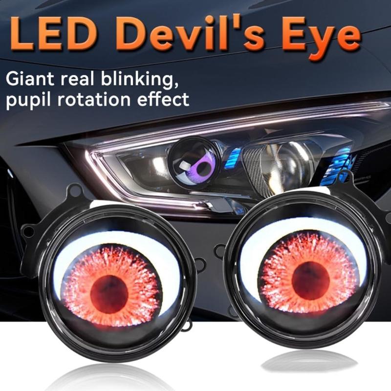 Animated LED Car Headlight 12V Glass Lens Projector Lights 200M Illumination Distance Weatherproof for Auto Modification