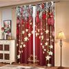 2pcs Christmas Star Pendant Print Blackout Curtains Multiple Size Living Room Insulation Easy To Install and Machine Washable