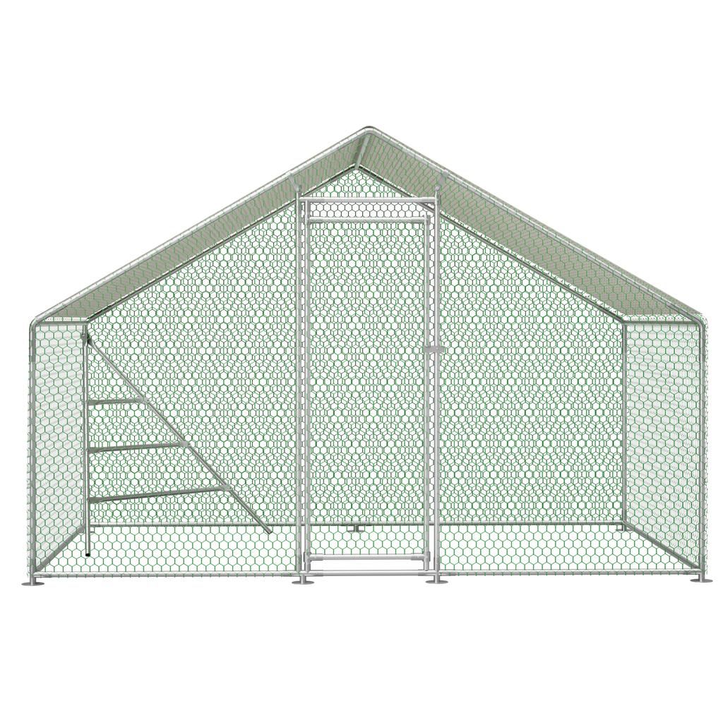 Chicken Coop with Metal Climbing Frame, Weatherproof Aviary 3x2m with Roof and Large Run Area - Safe Enclosure for Chickens and Small Animals