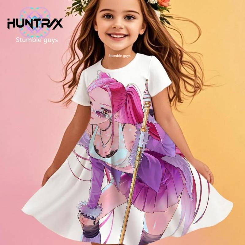 [Holidays And Birthdays] A Colorful, Print Short-Sleeve Dress Featuring a 3D Digital Fashion Design with a Whimsical Skull Pattern,