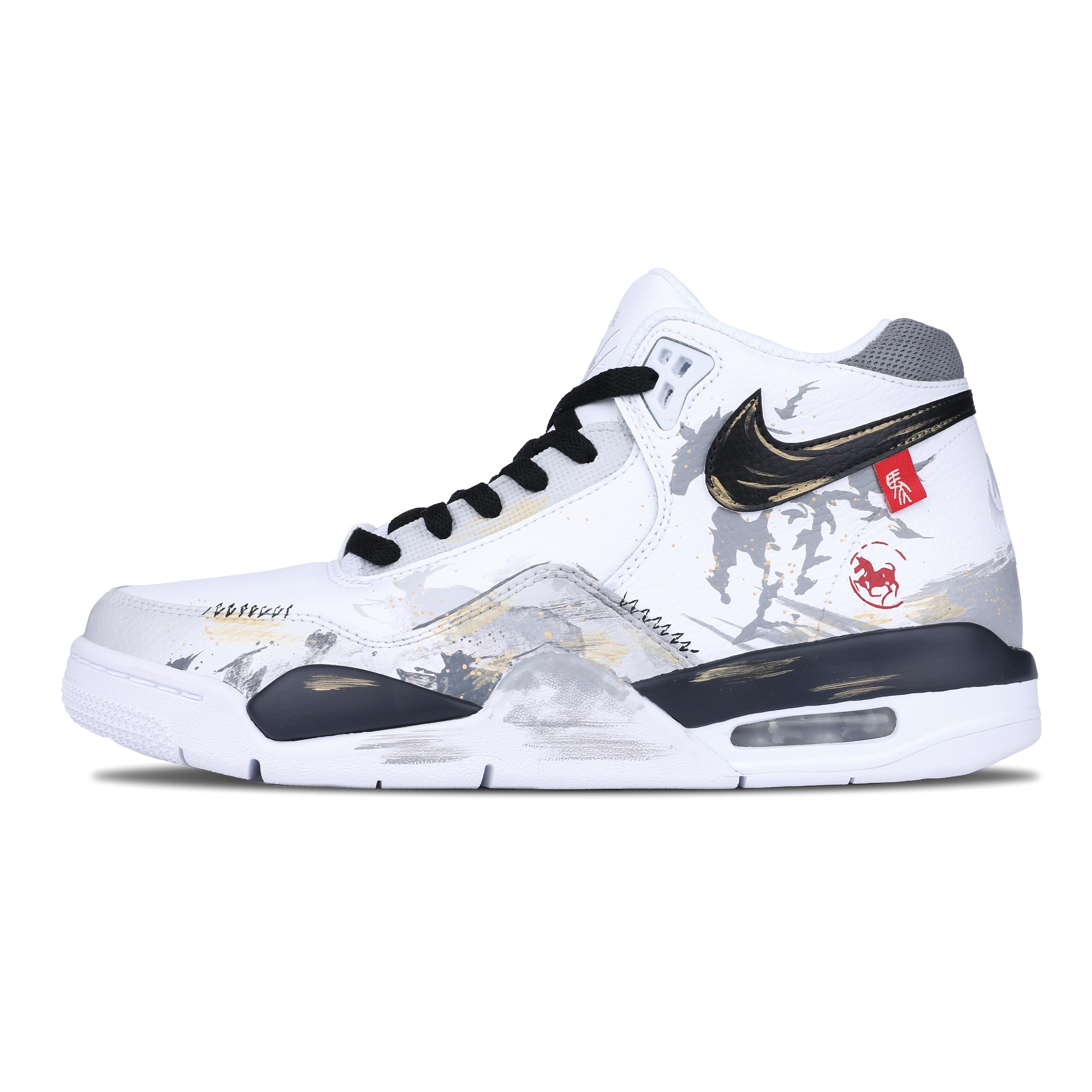 

Nike Flight Legacy Norman Horse Abrasion Resistant Slip Resistant Mid top Vintage Basketball Shoes Men s Ink wash BQ4212-101(Team28-) 42