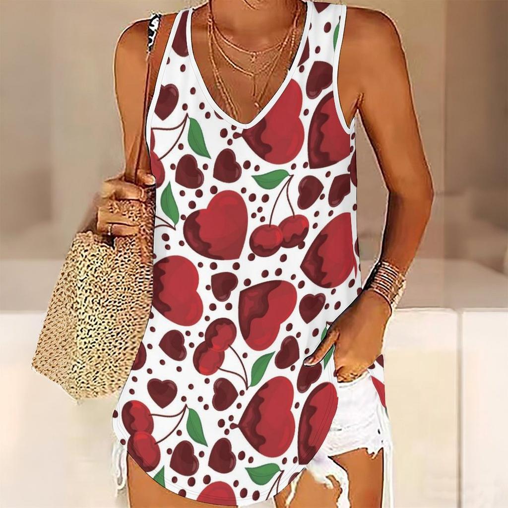 3D Heart Symbol Print Tank Tops for Women Workout Yoga Gym Printed Summer Sport Shirts Plus Size Vests