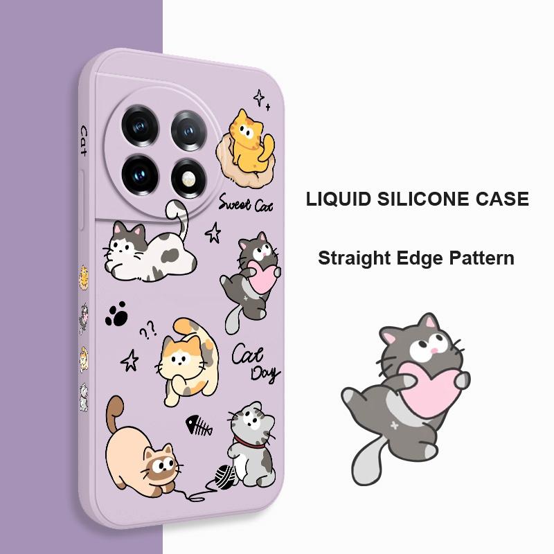 Cat String Ball Phone Case For Oneplus 12 12R 11 11R 10 10R 10T 9R 9RT 9 8T 8 7 7T Pro 5G Liquid Silicone Cover
