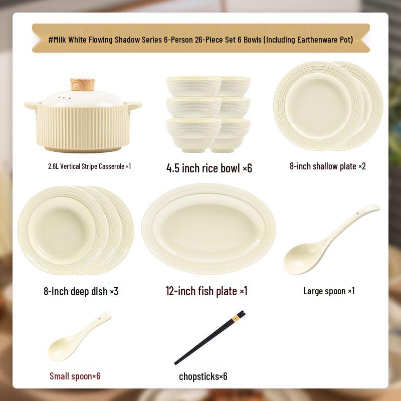 Mode Lanka Cream Style Enamel Dinnerware Set