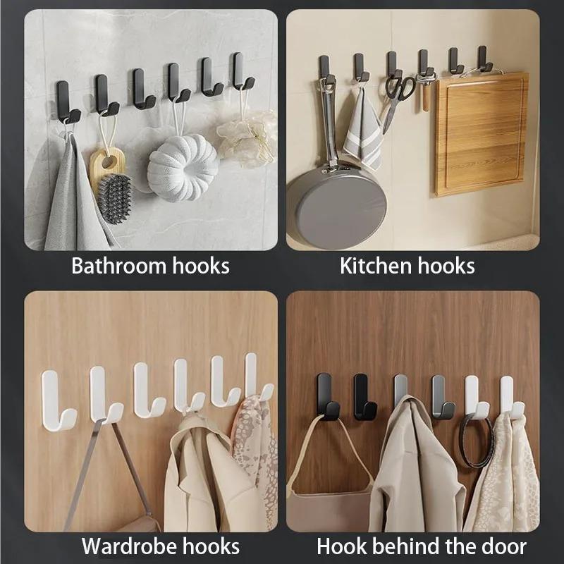 3/5PCS Self Adhesive Strong Wall Organizer Hook Behinddoor Key Cloth Hanger Hook Bathroom Robe Towel Holder Rack Kitchen Home Organizer
