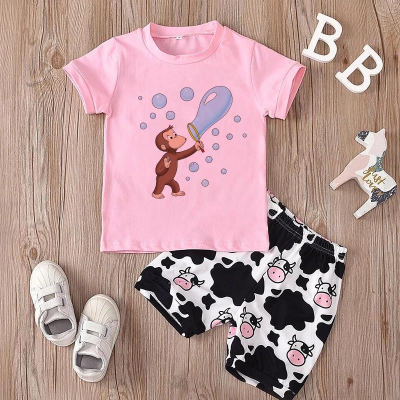2026 Hot Sale Cartoons Baby Boys T Shirt Curious George Cartoon Print Kids TShirts Funny Monkey Children Girls Tops Clothes