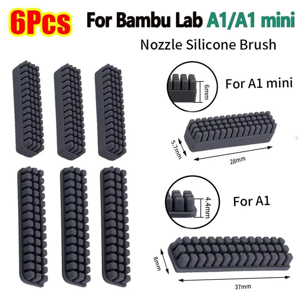 6Pcs Lab a1/A1 3D Printer Nozzle Brush Mini Wiper Printer Parts for Bambu Hotbed Mounted Scrubbers