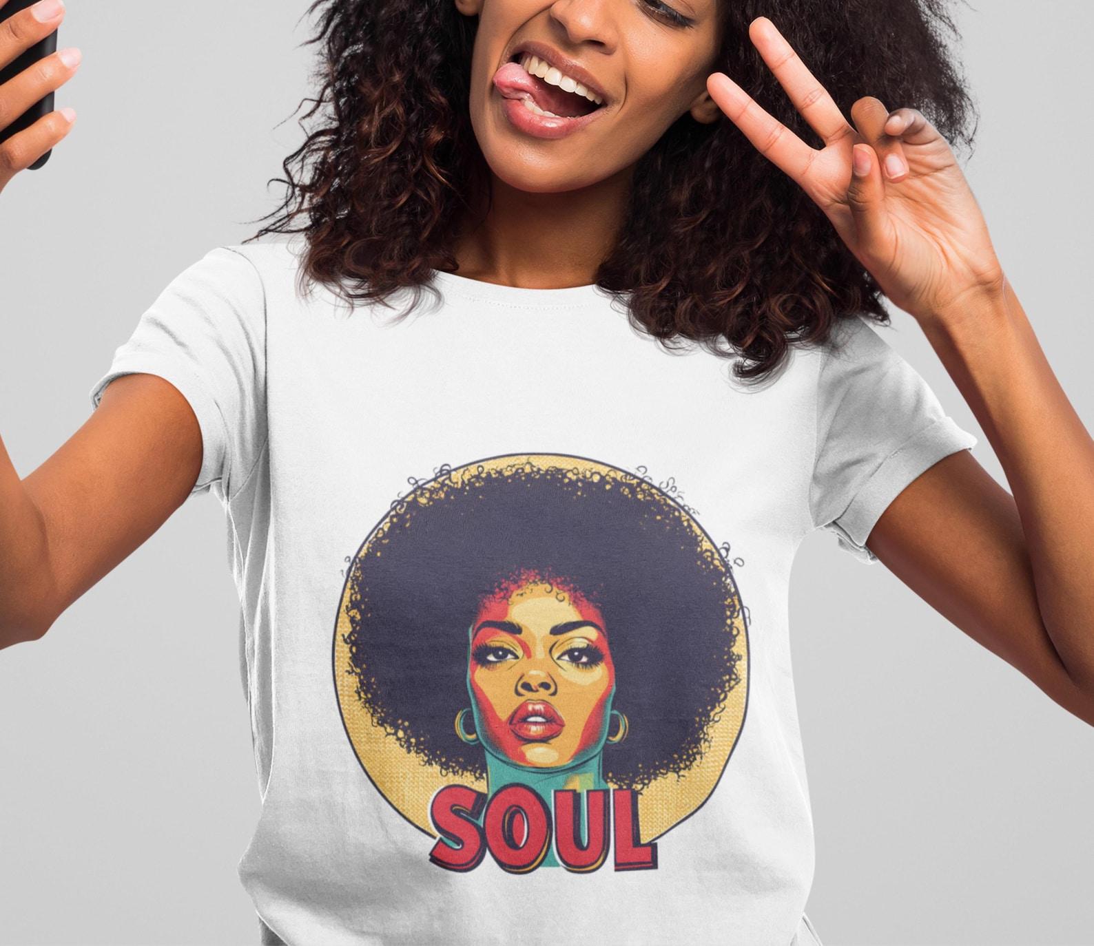 Vintage Afro Art Graphic Tee - Soulful Heavy Cotton Unisex T-Shirt XL