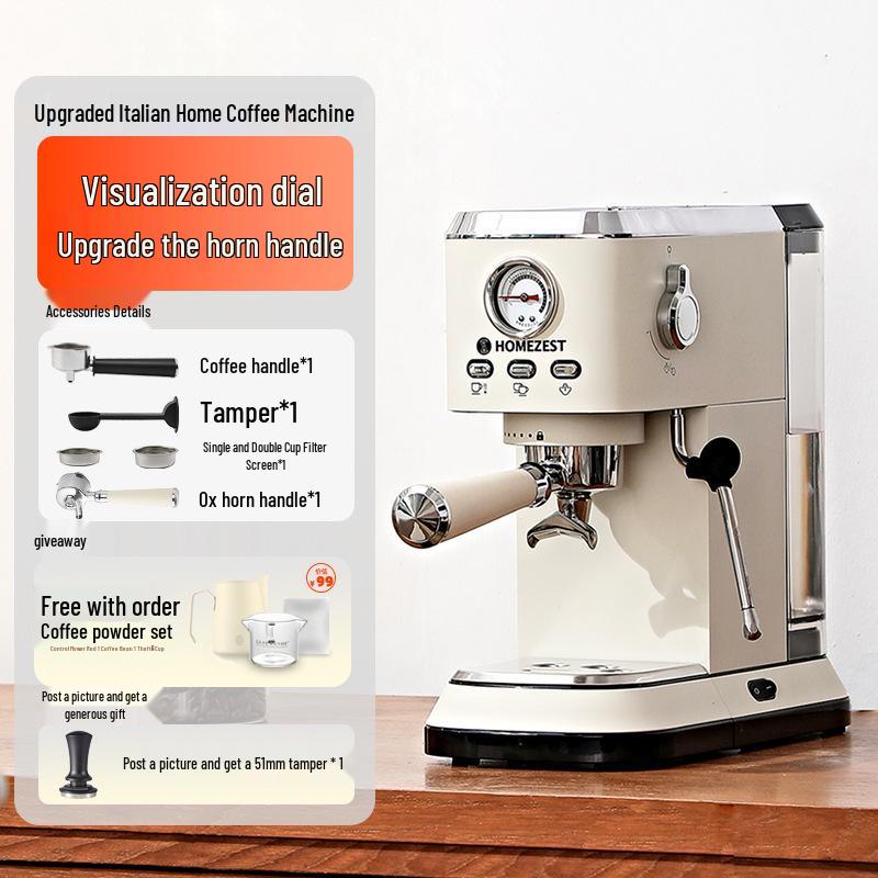 Italian Stainless Steel Semi-Automatic Espresso Machine with High-Pressure Extraction and Integrated Milk Frother