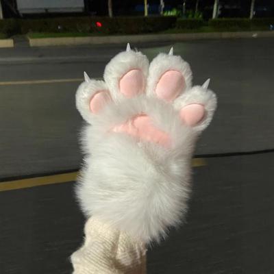 Cute Cosplay Costume Gloves Plush Cat Paw Gloves Cat Claw Mittens Cosplay Props Furry Squeaky Kig Fursuit Kigurumi Thicken Warm