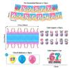 Baseball Theme Birthday Party Set: Ice Cream Donut Plates, Cups, Napkins, Tablecloth, and Cake Toppers.