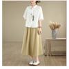 DIMANAF 2026 Women Plus Size New Summer Blouse Shirt Short Sleeve Casual Loose Embroidery Lady Tops Shirts Cotton