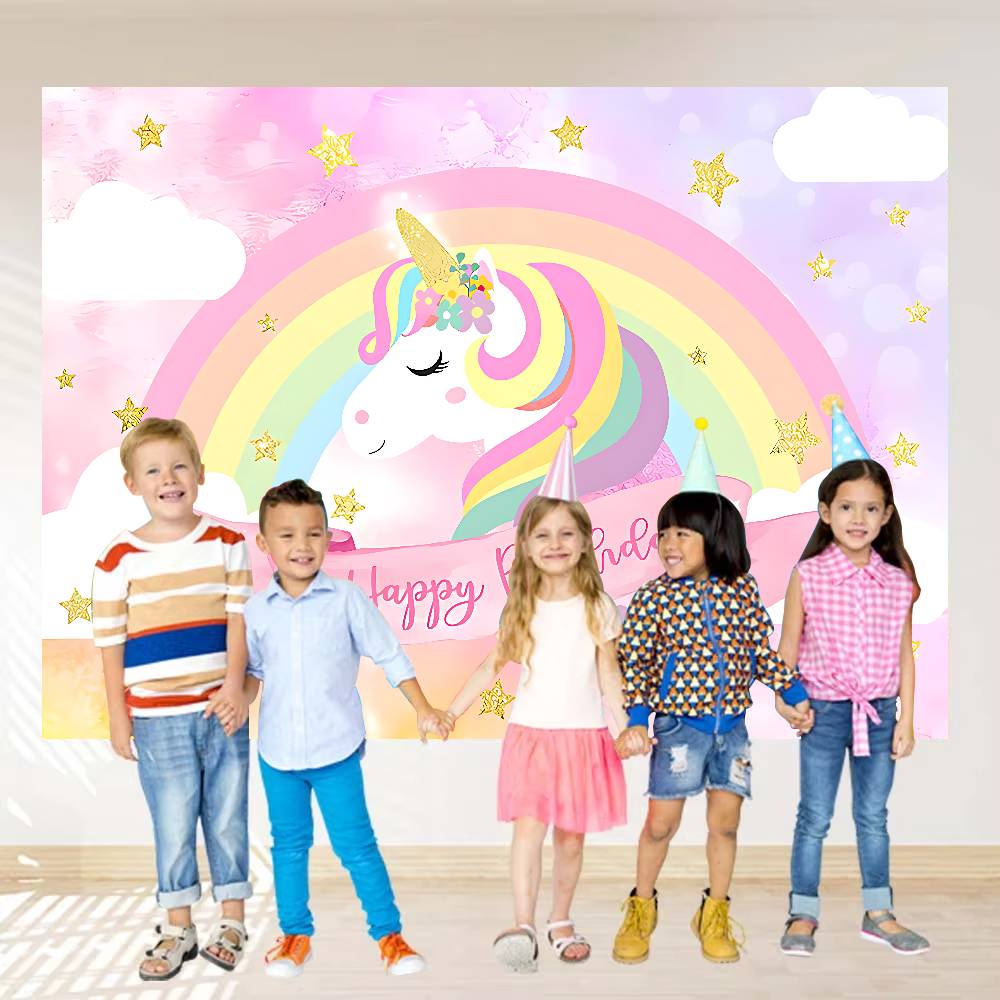 Ewprint Unicorn Birthday Background Photography Party Bedroom Living Room Decoration Shooting Background Cloth