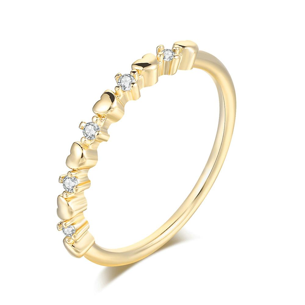 ZHOUYANG Dainty Ring For Women Delicate Thin Love Cute Light Yellow Gold Color CZ Midi Ring Fashion Jewelry Gift For Girls R901