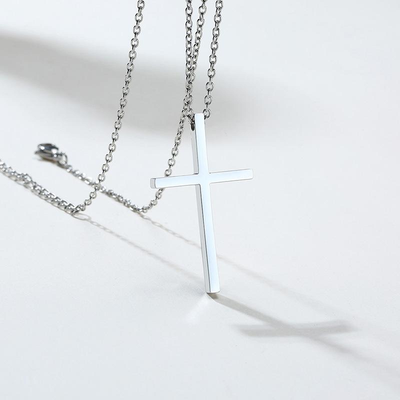 Men Double Layered Chain Cross Charm Pendant Necklace, Stainless Steel Stacking Set Choker Collar Gifts To Him