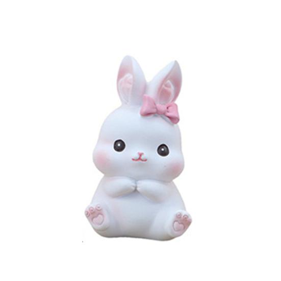 Kaninfigurer Härlig tecknad kaninform Mikrolandskap Harts hantverksprydnad för bildekoration