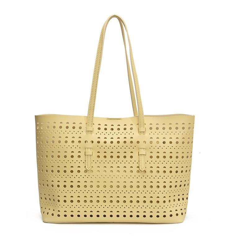 Summer simple hollow retro beach vacation tote bag new large-capacity shoulder bag